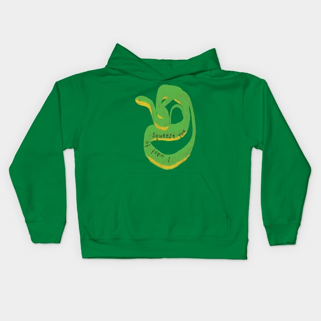 Snake Says, "I Want to Squeeze You" Kids Hoodie by ahadden